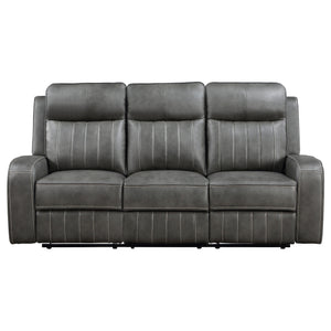 English Elm Forrest Grey 2-Piece Motion Reclining Sofa Set - Modern Faux Leather Channel Tufted Gray Comfort Lounge B062S01274