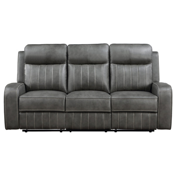 English Elm Forrest Grey 2-Piece Motion Reclining Sofa Set - Modern Faux Leather Channel Tufted Gray Comfort Lounge B062S01274