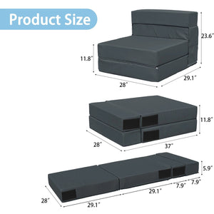 English Elm Convertible Folding Sleeper Chair Thick Padded Lounge Bed for Studio Apartment Guest Room Black T5880P498069