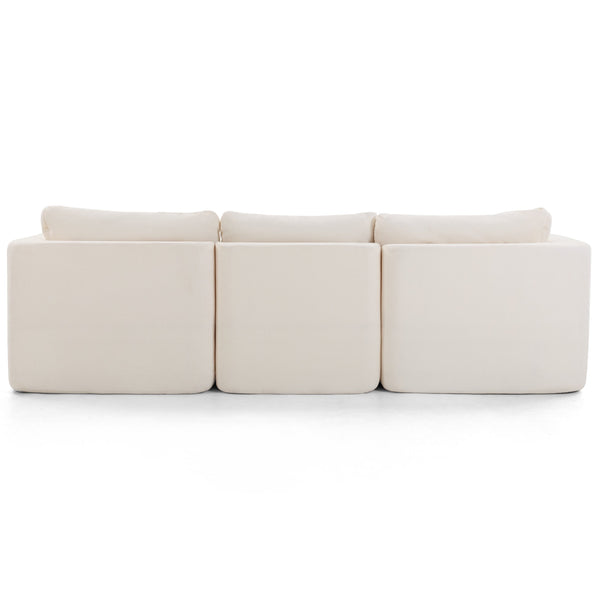 English Elm Modern Chenille Cloud Sectional with Ottoman Deep Sink Modular L Shaped Living Room Sofa Beige+White W2379S00001