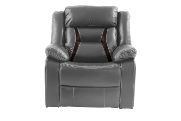 English Elm Modern Power Reclining Sofa Set Leatherette Upholstered Living Room Gray 3 Piece B011S02442