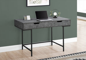 English Elm Computer Desk with 2 Storage Drawers and Metal Base, 48" Work Surface, Stone-Look Laminate, Modern Design Grey 50 L x 26 W x 5 H B2710P219845