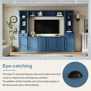 English Elm Minimalist Modular Wall Unit Four Piece Entertainment System Fits Tvs up to 75 Inches SD000031AAC
