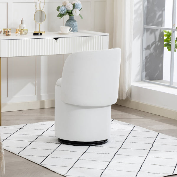 English Elm Stylish Barrel Swivel Accent Chair Upholstered Seat with Storage for Vanity or Dining W3248P424642