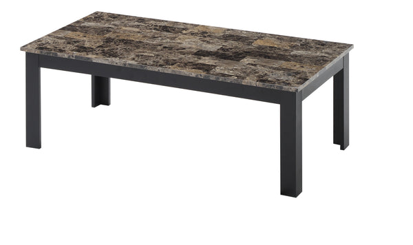 English Elm 3pc Modern Coffee & End Table Set with Faux Marble Tops Sleek Gray Finish Wooden Legs, Stylish Living Brown 45.5 L x 24.5 W x 3.38 H B011P232911