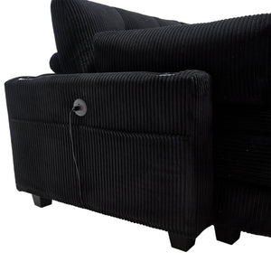 English Elm United Cozy Cloud Sleeper Sofa Bed - Versatile Chaise Lounge With Usb, Cup Holders & Storage Solutions W1568S00166-GIGA