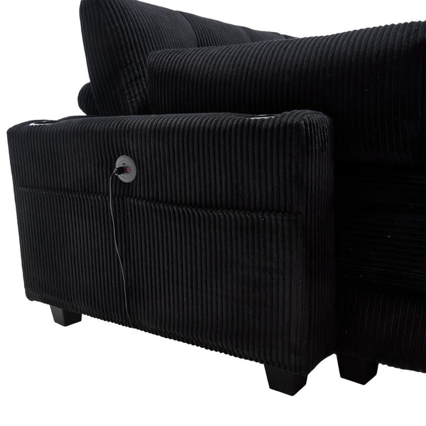 English Elm United Cozy Cloud Sleeper Sofa Bed - Versatile Chaise Lounge With Usb, Cup Holders & Storage Solutions W1568S00166-GIGA