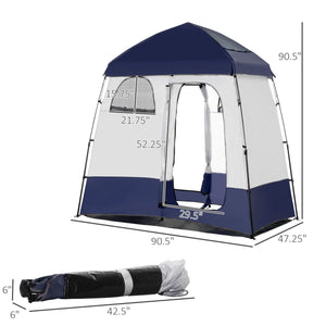 English Elm Outsunny Two Room Pop up Camping Shower Enclosure with Solar Bag and Waterproof Taffeta Walls W2225P200643