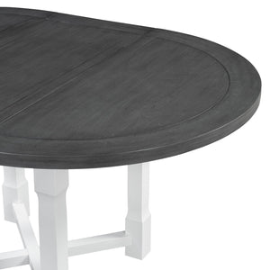 English Elm Trexm Farmhouse Round Extendable Dining Set Birch Veneer Table Upholstered Chairs ST000139AAE