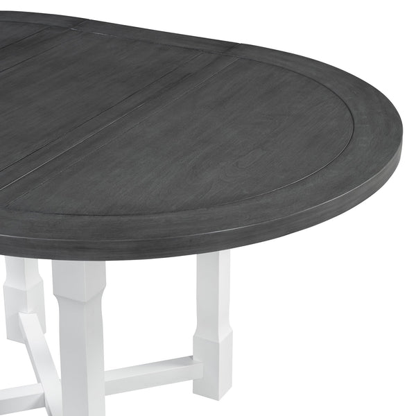English Elm Trexm Farmhouse Round Extendable Dining Set Birch Veneer Table Upholstered Chairs ST000139AAE
