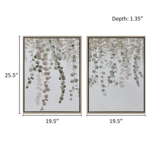JLA Home INK+IVY - Eucalyptus Bella Dos Santos 2-Piece Framed Canvas Set — Muted Botanical Diptych, Hand-Embellished Texture II95C-0154