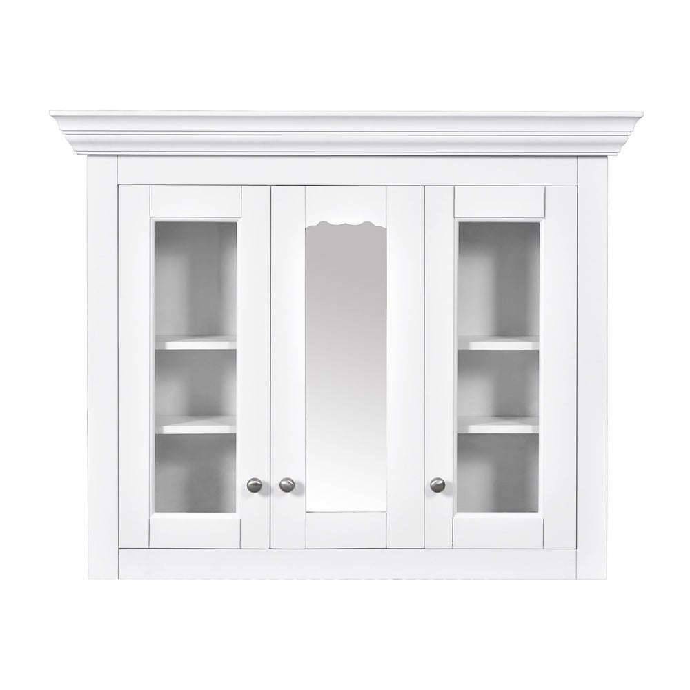English Elm 35" Bathroom Medicine Cabinet with Mirror — 5 Adjustable Shelves, Wall-Mounted Storage, Modern White Elegance N710P264306K
