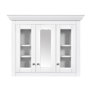 English Elm 35" Bathroom Medicine Cabinet with Mirror — 5 Adjustable Shelves, Wall-Mounted Storage, Modern White Elegance N710P264306K