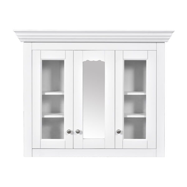 English Elm 35" Bathroom Medicine Cabinet with Mirror — 5 Adjustable Shelves, Wall-Mounted Storage, Modern White Elegance N710P264306K