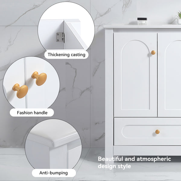 English Elm 48" Bathroom Vanity Cabinet Mdf Build Soft Close Doors Drawers Transitional Bath White W3133P281662