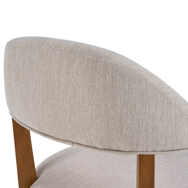 English Elm Wood Frame Upholstered Dining Chairs Set of 2 Curved Back Rubberwood Armrest Seating Beige,Walnut N768P389407W