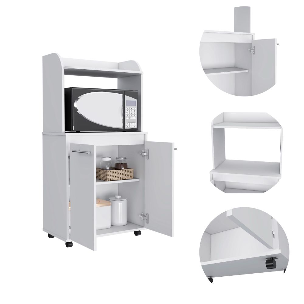 English Elm Kitchen Island with Spacious Countertop and 3 Open Shelves for Stylish Cooking and Extra Storage White 33.07 L x 30.7 W x 5.51 H B097133071
