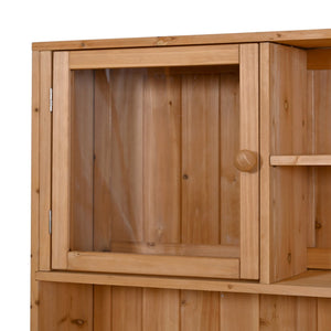 English Elm (with Hutch) Topamx Solid Fir Potting Bench Patio Workstation Spice Rack Drawer Natural N717P404330A