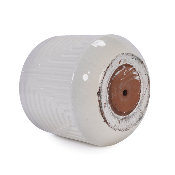 English Elm Ceramic Planter - Hand-Crafted Modern Flowerpot For Indoor & Outdoor Use In Elegant White Finish W3273P326369