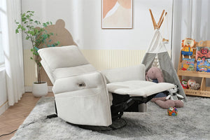 English Elm 270° 270° Power Swivel Recliner Chair with USB Ports, 30° Rocking, 95–150° Recline for Small Spaces Light Gray W1028S00041