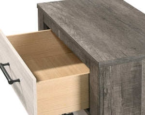 English Elm 1pc Two-Tone 4-Drawer Chest 30"x16.5"x48.3" — Spacious Bedside Storage, Metal Pulls, Gray-Beige Finish B2741P343802