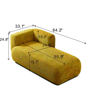 English Elm Upholstered Boucle Chaise Lounge with Foam Spring Seat and Warm Wooden Legs W5515P437358