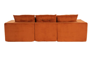 English Elm 101" Modular Cloud Sectional Corduroy Upholstered Sofa Reversible Chaise Living Room Orange W1170S00054