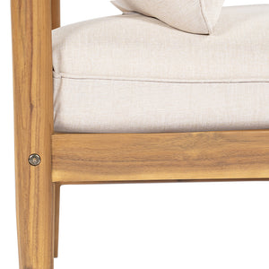 English Elm Terassi Solid Acacia Patio Sofa with Teak Finish and Beige Weather Resistant Cushions N775P372828T