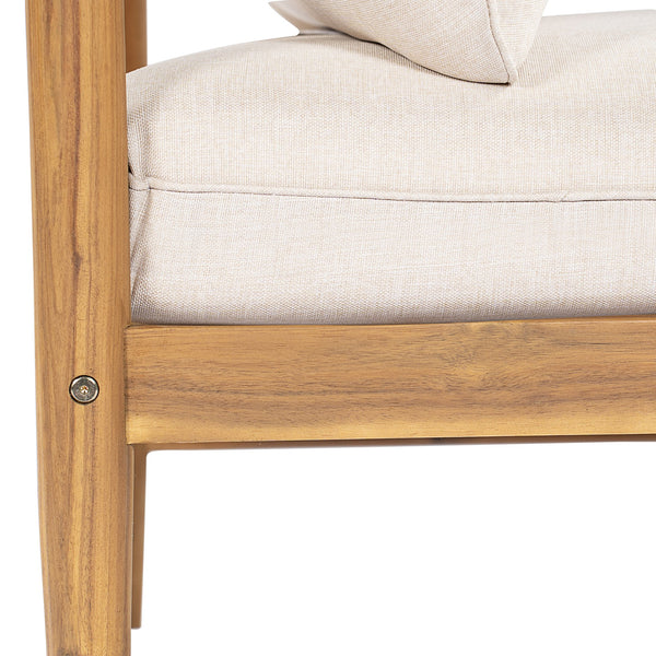 English Elm Terassi Solid Acacia Patio Sofa with Teak Finish and Beige Weather Resistant Cushions N775P372828T