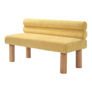 English Elm Upholstered Dining and Entryway Bench with Rubberwood Legs Padded Seat 300 Lb Capacity Natural,Yellow N779P371712Y