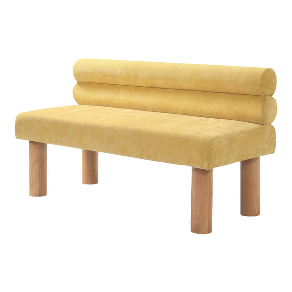English Elm Upholstered Dining and Entryway Bench with Rubberwood Legs Padded Seat 300 Lb Capacity Natural,Yellow N779P371712Y
