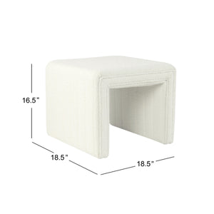 English Elm Ada Channel Tufted Faux Leather Footstool Ottoman Mid-century Square Accent Seat Cream B056P412629