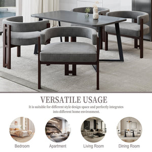 English Elm Modern Chenille Barrel Dining Chair with Metal Base, Plush Foam Seat, Compact Accent Seat for Home Gray W395P233456