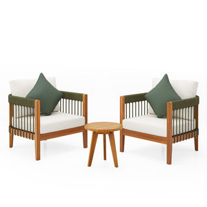 English Elm Christopher Knight Home® - 3 Pcs Set Acacia Wood Outdoor Lounge Chairs With Plush Water-Resistant Cushions & Handwoven Ropes N767P265743A002_63163.00