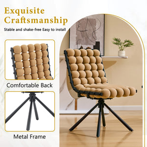 English Elm Cream Dutch Velvet Swivel Chair Tufted Bubble Backrest Glam Armless Accent Seat Black,Brown W3875P448021