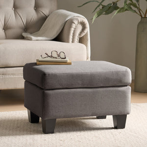 English Elm Upholstered Compact Ottoman with Birch Legs Padded Footrest for Living Room Decor Grey N757P377351E