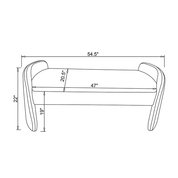 English Elm Velvet Bouclé Upholstered Accent Bench with Padded Foam Seat, Rounded Arm Supports in Ivory Elegance B016P381263