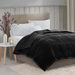 JLA Home Madison Park - Reversible HeiQ Smart Temperature blanket with plush reversible sides, all-season breathable comfort and easy care Black MP51-8194