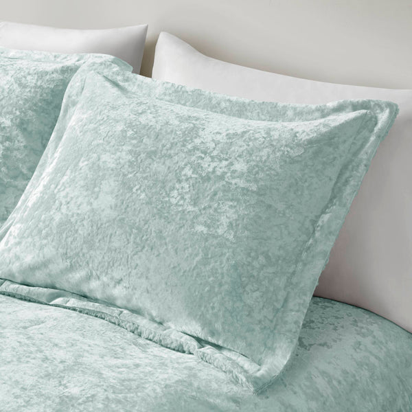 English Elm 3 Piece Crushed Velvet Reversible Comforter Set Full Queen Luxe Hypoallergenic Bedding Aqua B035P319860