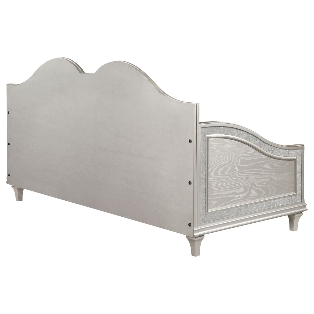 English Elm Aurelia Victorian Glam Twin Daybed in Silver Oak & Ivory with Faux Diamond Trim, Sculpted Upholstery B062S01248