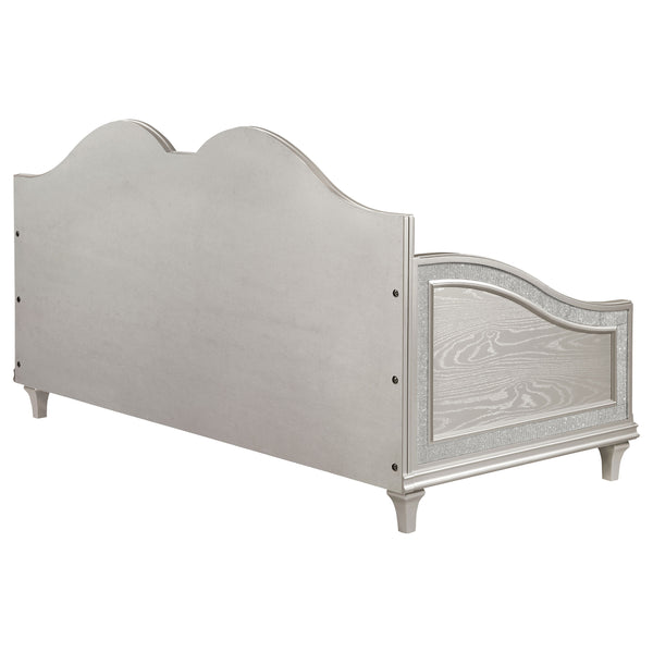 English Elm Aurelia Victorian Glam Twin Daybed in Silver Oak & Ivory with Faux Diamond Trim, Sculpted Upholstery B062S01248