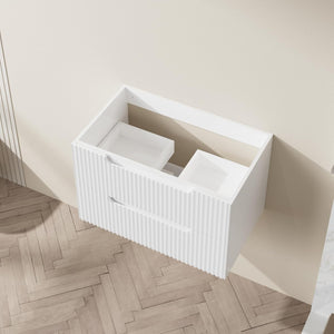 English Elm Goodyo 30" Floating Bathroom Vanity Cabinet Wall-Mounted Modern MDF Vanity with Soft-Close Drawers White D163096366