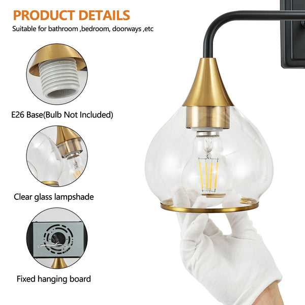 English Elm 23" Three Light Matte Black Brass Vanity Sconce with Clear Glass for Bath or Bedroom W1340P266137