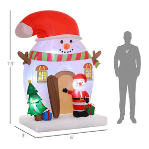 English Elm Outsunny 7.5Ft Inflatable Christmas Snowman Scene With Santa, Led Lights, Perfect For Outdoor Decor W2225P249938-GIGA