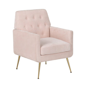 Crestview Collection Modern Accent Chair - Stylish Upholstered Furniture With Button Tufting And Gold Legs For Any Room Pink Solid Wood Evfzr4352bpnk