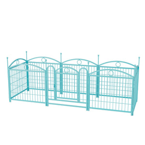English Elm Dog Playpen 8 Panel Heavy Duty Iron Pet Enclosure Foldable Indoor Outdoor Exercise Pen Blue W368P233999