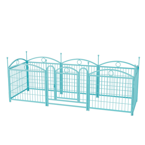 English Elm Dog Playpen 8 Panel Heavy Duty Iron Pet Enclosure Foldable Indoor Outdoor Exercise Pen Blue W368P233999