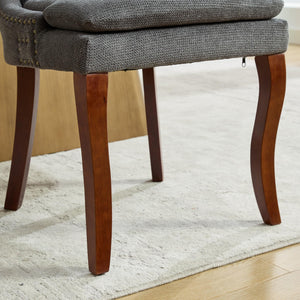 English Elm Modern Dining Chairs Set of 2 with Double-Layer Cushioned Spring+Sponge Comfort, Curved Solid Wood Legs, Mid Back Elegance for Living & Dining Room Gray W1143P207920