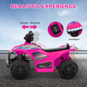 English Elm Qaba 6v Battery Powered Kids Atv Ride on Four Wheeler with Music Ages 2 to 6 Pink W2225P249798