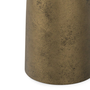 English Elm Dominique Hand-Finished Cast Aluminum Side Table in Antique Brass Finish, 22" Round, Versatile Accent Piece B136P239035